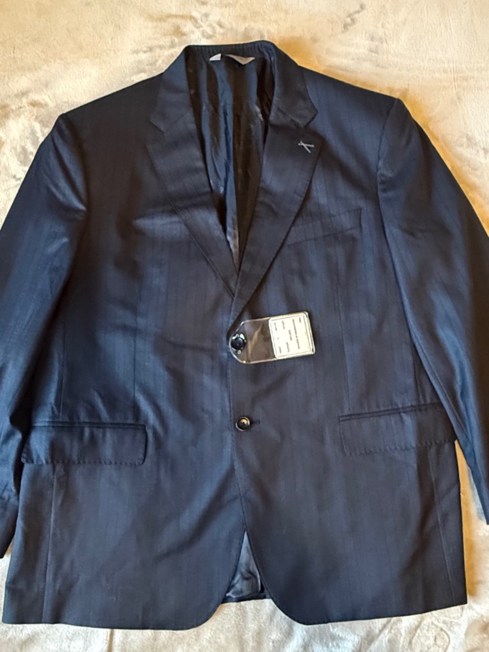 NWT Jos. A. Bank Signature Platinum Suit Jacket 46R Navy Striped 100% Wool